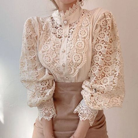 https://powerdaysale.com/product/button-turtleneck-chic-elegant-floral-lace-fluffy-long-sleeve-fashion-hollow-oversize-top/ Fluffy Sleeves, Bridesmaid Dress Shoes, Turtleneck Pattern, Women Tees, Spring Break Outfit, Spring Fashion Casual, White Lace Blouse, Turtleneck Shirt, Early Spring Outfits