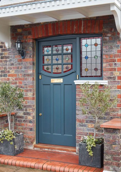 The Exceptional First Impression - London Door Company 1930s Interior Design, 1930s Semi Detached House, 1930s House Exterior, Grey Front Doors, Victorian Front Doors, British Homes, 1930s House, Front Door Porch, Door Company