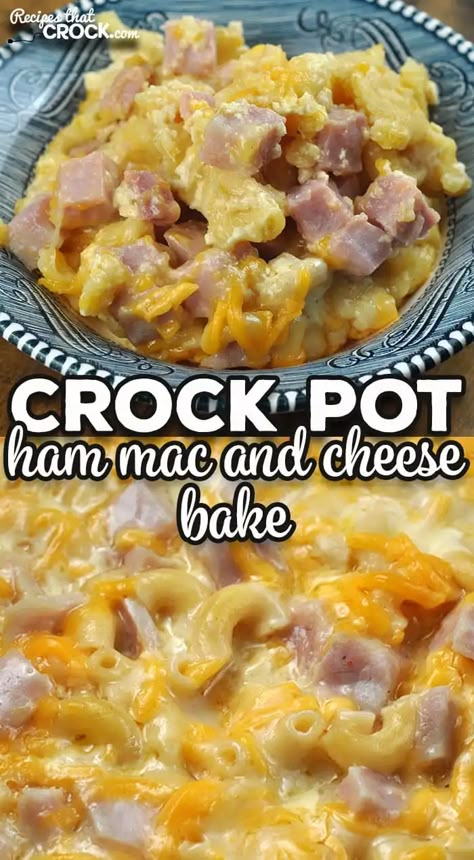 Are you looking for a recipe that doesn't require cooking your noodles first? Check out this Crock Pot Ham Mac and Cheese Bake recipe! Ham In Crockpot, Slow Cooker Pasta Bake, Ham Mac And Cheese, Recipes Using Ham, Pasta Crockpot, Crock Pot Ham, Sausage Slow Cooker, Ham Recipes Crockpot, Ham And Noodle Casserole