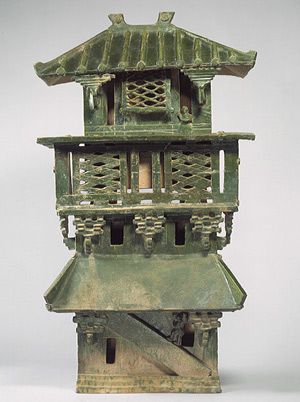 Central watchtower, architectural model, Eastern Han dynasty (25–220), 1st–early 3rd century China Earthenware with green lead glaze Han Dynasty Architecture, Han Dynasty, Chinese Pottery, Chinese History, Watch Tower, Chinese Architecture, Ceramic Houses, Chinese Ceramics, Ancient China