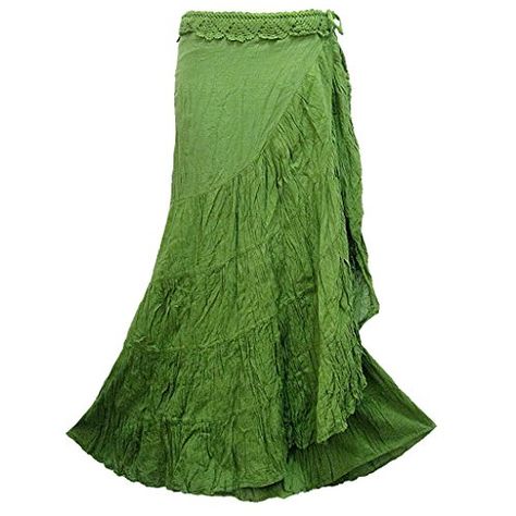 Coconutwoww Women's Crochet Waist Ruffle Wrap Around Long Skirt - NG46M Long Ruffle Skirt, Long Cotton Skirt, Womens Skirt Outfits, Long Wrap Skirt, Green Maxi Skirt, Crochet Maxi Skirt, Womens Skirt Suits, Ruffle Maxi Skirt, Crinkle Cotton