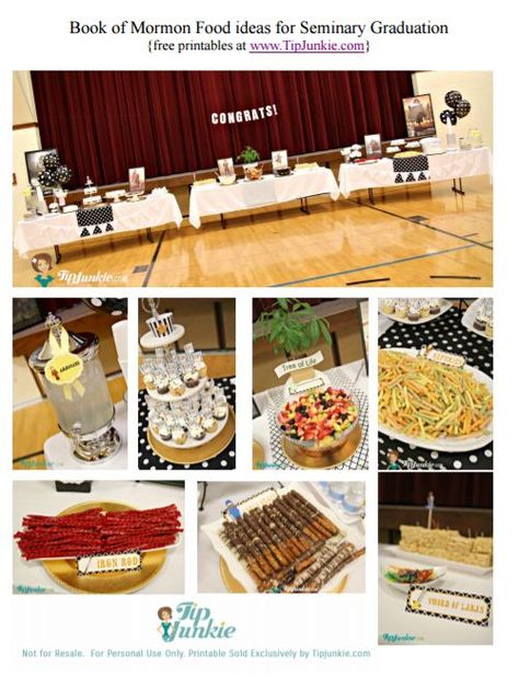 seminary graduation party Graduation Free Printables, Mormon Food, Seminary Graduation, Baptism Desserts, Theme Dinners, Reading Marathon, Salad Apple, Snickers Salad, Book Of Mormon Scriptures