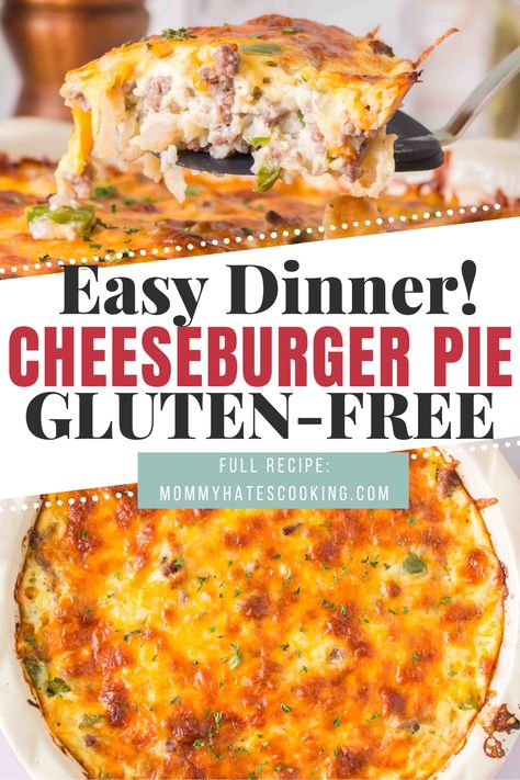 Make the BEST simple recipe with Gluten-Free Cheeseburger Pie that uses Gluten-Free Bisquick, a classic recipe! Gluten Free Cheeseburger Pie, Gluten Free Burger Recipes, Cheeseburger Pie Without Bisquick, Cheeseburger Pie Bisquick, Gluten Free Hamburger Recipes, Gluten Free Bisquick Recipes, Hamburger Pie Recipes, Hamburger And Rice Recipes, Gluten Free Hamburger