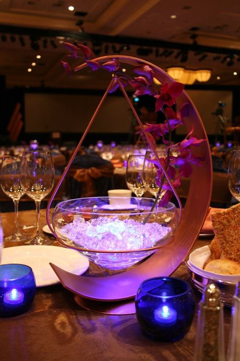 centerpiece would have been a cute idea for my brother's wedding! Moon Centerpiece Ideas Wedding, Galaxy Themed Centerpieces, Space Quinceanera Theme, Sailor Moon Quinceanera Theme, Space Wedding Centerpieces, Galaxy Wedding Centerpieces, Moon Theme Wedding Decoration, Sailor Moon Sweet 16, Sailor Moon Centerpiece