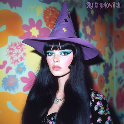 Instagram 1960s Halloween Costumes, 70s Witch Aesthetic, Retro Halloween Costumes, 60s Witch, Vintage Witch Costume, Vintage Witch Photos, 70's Costume, Retro Witch, Sabrina Witch