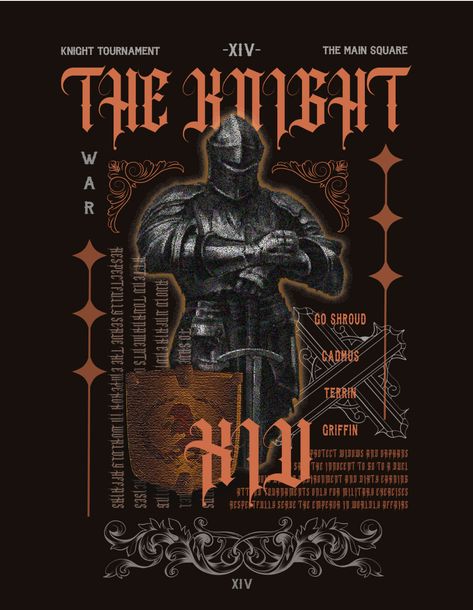 Medieval Poster Graphic Design, Medieval Poster Design, Medieval Design Graphic, Medieval Graphic Design, Medieval Poster, Fantasy Graphic Design, Grid Graphic Design, Poster Layouts, Metal Logo Design