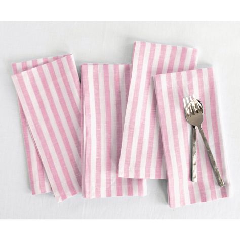 PRICES MAY VARY. 100% Pure European Flax Linen Dinner Napkins - Amalfi Stripe | Handcrafted By Skilled Artisans Size - 20 x 20 Inch, Set of 4; Color - Cherry Blossom and White | (Sizes are standard but they may vary slightly due to care taken to provide a seamless look and invisible stitching) Easy Care - Machine Washable, Low Iron as Needed, Steam Iron for a crisp look. The beauty of each pure linen piece is the natural fibers and classic aesthetic that mellows with each washing, betters with a Fabric Napkins, Linen Dinner Napkins, Fabric Napkin, Italian Countryside, White Cloth, Living Room Tv Stand, Fine Linens, Linen Napkins, Dinner Napkins