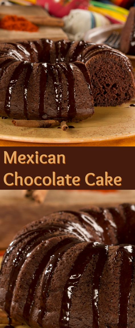 Add a kick to delicious chocolate cake by making our recipe for Mexican Chocolate Cake. Start with a boxed cake mix and add cinnamon and cayenne pepper for a perfectly sweet and spiced chocolate cake. This may very well become one of your new favorite chocolate desserts recipes! Chocolate Cake With Cayenne Pepper, Mexican Chocolate Bundt Cake, Spice Chocolate Cake, Mexican Chocolate Cake Recipe, Mexican Chocolate Cake Easy, Cayenne Chocolate, Spiced Chocolate Cake, Mexican Hot Chocolate Cake, Mexican Cake Recipes