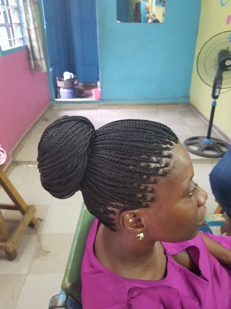 Small Traditional Box Braids, Small Individual Braids, Box Braids In A Bun, Traditional Box Braids, Braids In A Bun, Micro Box Braids, Small Box Braids Hairstyles, Micro Braids Styles, Ashley Murphy