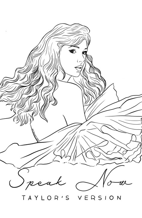 Taylor Swift Painting Ideas Speak Now, Taylor Coloring Pages, Taylor Swift Coloring Pages Songs, Taylor Swift Album Coloring Pages, Taylor Swift Coloring Sheets, Taylor Swift Outline Drawing, Taylor Swift Colouring Pages, Taylor Swift Outline, Preppy Things To Draw