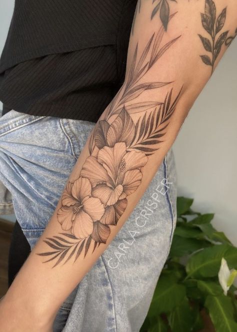 Hawaii Flower Tattoos, Brazilian Tattoo, Easy Tattoo, Hawaii Tattoos, Garden Tattoos, Hibiscus Tattoo, Garden Tattoo, Flower Tattoo Drawings, Bat Tattoo