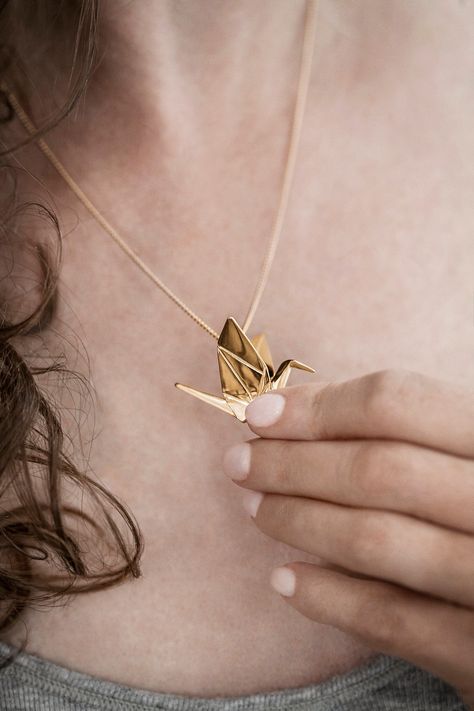 ORIZURU CRANE NECKLACE Unique Pendant Origami Crane Charm Rose Gold Pendant Minimalist Pendant Crane Lover Gift Elegant Charm - Etsy UK Crane Necklace, Japanese Handicrafts, Origami Necklace, Pendant Minimalist, Origami Jewelry, Minimalist Pendant, Conceptual Fashion, Origami Crane, Rose Gold Pendant