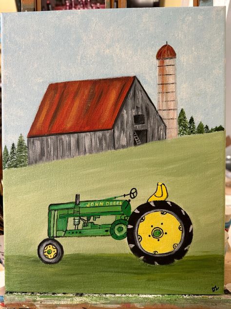 Painted for little hoy for his birthday Paintings Easy, Canvas Art Painting, Rock Painting, Farm Life, John Deere, Painted Rocks, Art Painting, Canvas Art, Paintings