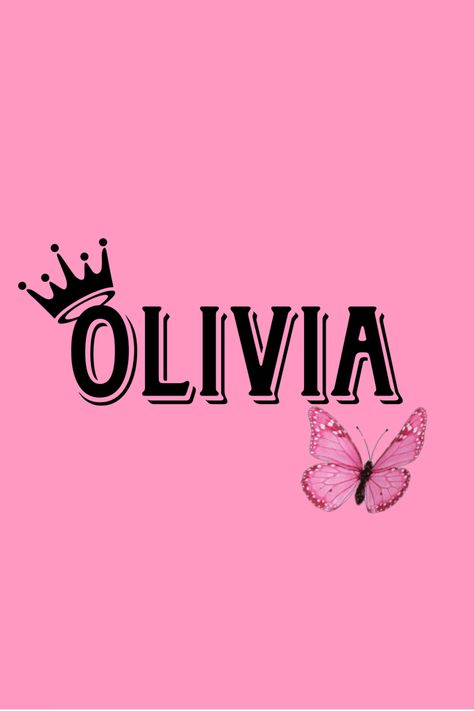 Dm for free personalized designs! Olivia Name Wallpaper, Wallpapers For Watch, Grace Name, Olivia Name, Wooden Letters For Nursery, Pink And Black Wallpaper, Name Drawings, Olivia Pink, Black Wallpapers