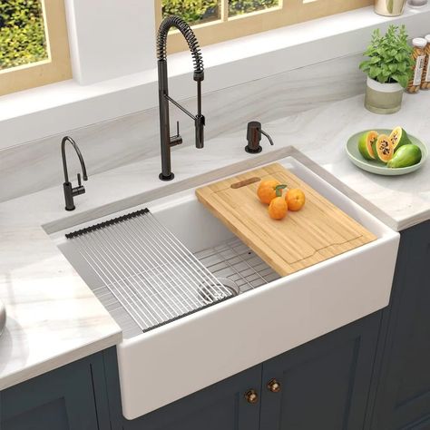 ALWEN 33'' L Single Bowl Ceramic Kitchen Sink | Wayfair Ceramic Kitchen Sink, Ceramic Kitchen Sinks, Bowl Ceramic, Ceramic Kitchen, Kitchen Redo, Ceramic Bowls, Kitchen Sink, Cookware, Furniture Lighting