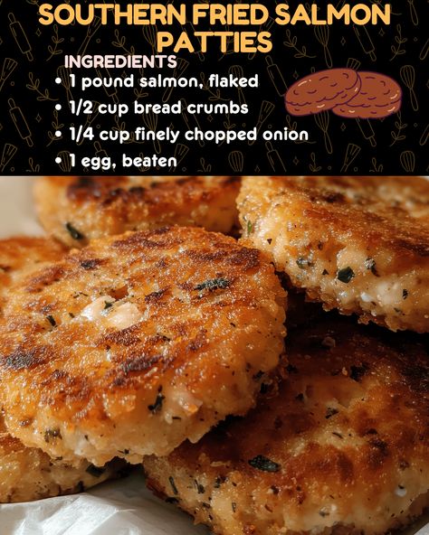 SOUTHERN FRIED SALMON PATTIES Moist Salmon Patties, Cajun Salmon Patties Recipe, Salmon Patty Recipes Canned, Mini Salmon Cakes, What To Eat With Salmon Patties, How To Make Salmon Patties, Best Salmon Cakes Recipe, Best Salmon Patties Ever, Easy Salmon Patty Recipes