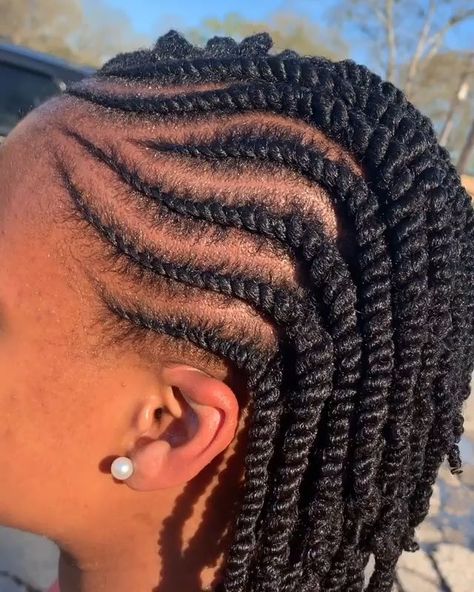 Braided 2 Strand Twist, Natural Hair Twists With Cornrows, Flattwists Updo, Cornrow And Twist Hairstyles, Twist Cornrows Hairstyles, Didi Hairstyles Nigerian Natural Hair, Natural Hair Cornrows Short, Short Hair Twist Styles Natural, Natural Twist Hairstyles Short