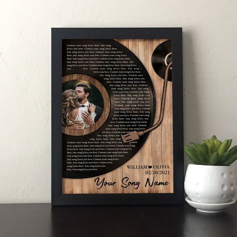 Vinyl Record Custom Song Lyrics Wedding Anniversary Gift Our First Dance Photo Print Personalized Music Wall Art Husband, Wife Couple Gifts - Etsy Wedding Gift For Wife From Husband, Wedding Anniversary Gifts Ideas, Husband Gifts Ideas, 50 Anniversary Gift Ideas, First Wedding Anniversary Gift Ideas, Wedding Photo Gift Ideas, Anniversary Celebration Ideas, Anniversary Gift For Husband, Anniversary Gift Ideas For Husband