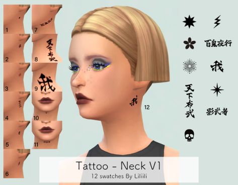 Sims 4 Cc Neck Tattoo, Sims 4 Neck Tattoo, Neck Tattoo Butterfly, Male Neck Tattoo, Tattoo Sims 4 Cc, Sims Tattoo, Sims 4 Cc Male, Male Neck, Sims 4 Tattoos