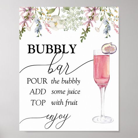 Bubbly Bar | Chic Wildflower Poster Bubbly Wall, Wildflower Poster, Engagement Brunch, Fiesta Bridal Shower, Bubbly Bar, Baby Things, Wedding Shower, Engagement Party, Shower Ideas