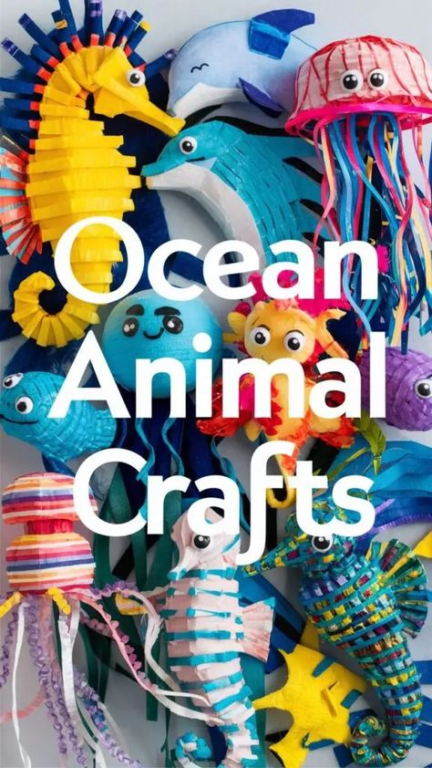 5 Fin-tastic Ocean Animal Crafts for the Craftiest Catch! - Fabricerie Shell Art For Kids, Paper Ocean Crafts, Sea Creatures Art And Craft, Diy Ocean Animal Crafts, Aquatic Theme, Diy Sea Animals, Paper Sea Creatures, Sea Creature Crafts, Diy Ocean Decorations