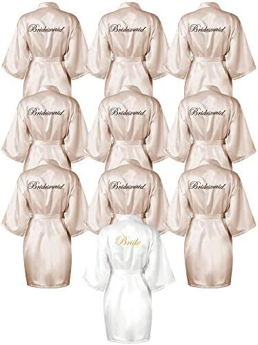 Geyoga 10 Pcs Kimono Robe for Bridesmaid and Bride Embroidered Women's Wedding Party Bride Robe Bridal Party Robe Bride And Bridesmaid Robes Black, Bridal Party Robes Black Women, Bridal Party Kimono Robes, Bridal Party Robes Pink, Wedding Robes Bridesmaids Pink, Bridal Party Robe, Bridal Party Robes, Wedding Robe, Wedding Plan