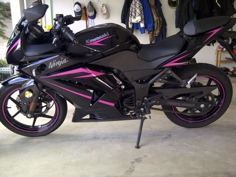 Pink Ninja 400, Meta Ads, Pink Motorcycle, Ninja 400, Motocross Love, Image Moto, Motorcross Bike, Custom Sport Bikes, Yamaha Bikes