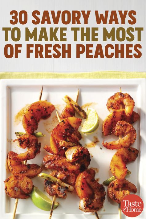 Savoury Peach Recipes, Dinner Ideas With Peaches, Peach Main Dish Recipes, Peach Savory Recipes, Savory Peach Dishes, Fresh Peach Recipes Dinner, Ways To Use Fresh Peaches, Peach Recipes Savory, Savory Peach Recipes