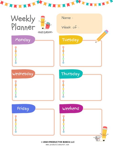 Undated weekly planner