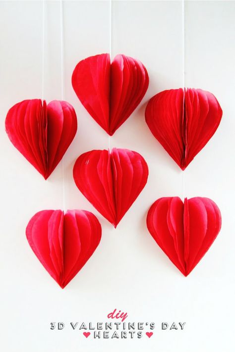 These Tissue Paper Heart Decorations by Emma of Gathering Beauty are included in a round up of 25+ pretty paper crafts for you to make for Valentine's Day. #paperhearts #papercrafts #valentinecraft Tissue Paper Hearts, Valentine Paper Crafts, Escuela Diy, Saint Valentin Diy, Valentines Bricolage, Paper Decorations Diy, Easy Valentine Crafts, Diy Valentine's Day Decorations, Red Tissue Paper