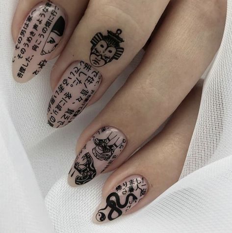 #nails #nailart #art #japanese #hiragana #tumblr #aesthetic #edgy #lovely #cute #bts #adore #inspo December Nails, November Nails, Anime Nails, Pedicure Designs, Grunge Nails, Fall Acrylic Nails, Christmas Nails Acrylic, Thanksgiving Nails, Nails 2020