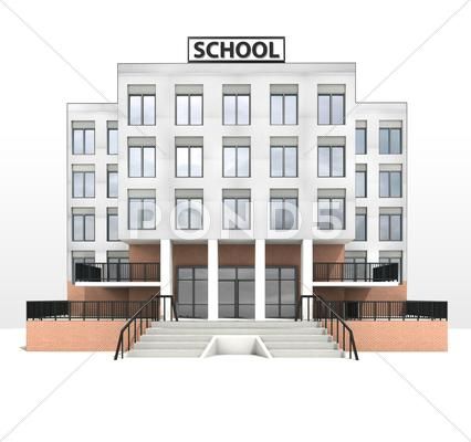 Modern school building design front facade view illustration Stock Illustration #AD ,#design#front#building#Modern School Building Design Drawing, Front Of School Building, Modern School Building Design, School Building Elevation, School Building Illustration, Modern School Building, School Illustration Building, School Windows Architecture, Building Modern