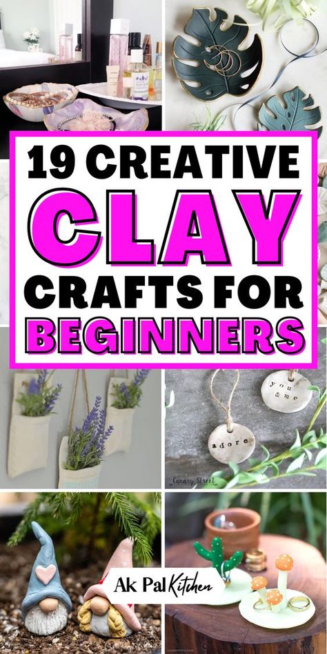 Clay crafts are perfect for creative projects. From DIY clay art and miniature clay craft ideas to simple air dry clay crafts, there are endless possibilities. Try making cute clay charms, personalized clay gifts, or detailed clay figurines. Polymer clay projects and air dry clay home decor ideas are great for beginners or experienced artists. Whether you’re sculpting clay flowers, hand-shaped items, or decorative clay ornaments, these clay craft ideas will inspire your next project! Fimo Crafts Ideas, Sculpture Art Easy Ideas, Diy Sculpting Clay, Polymer Clay Vs Air Dry Clay, Sculpting For Beginners Clay, Baked Clay Crafts Ideas, Dollar Tree Air Dry Clay, What Can I Make With Air Dry Clay, Ideas With Air Dry Clay