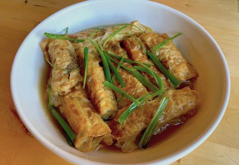 Soy Skin Recipe, Buddhist Food, Asian Tofu Recipes, Bean Curd Skin, Asian Tofu, Mock Chicken, Tofu Skin, East Recipes, Nyonya Food