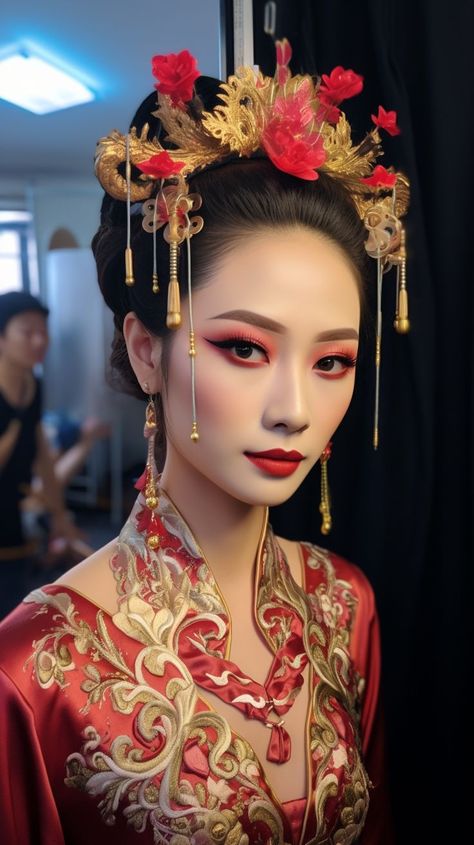 Chinese Traditional Makeup, Chinese Makeup, Latest Makeup Trends, Christmas Parade, Asian Bride, Blue Eyeshadow, Makeup Style, Makeup Trends, Beauty Trends