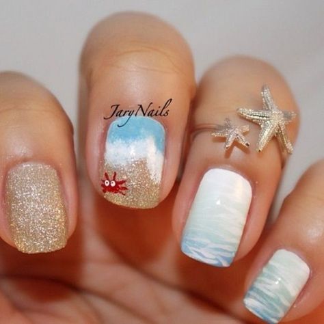 Beach Nail Art Designs, Beach Themed Nails, Cruise Nails, Beach Nail Art, Unghie Nail Art, Fingernail Designs, Nail Art Designs Summer, Vacation Nails, Beauty Natural