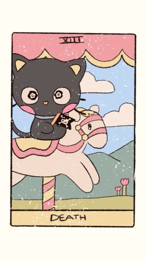 Sanrio Tarot Cards, Choco Cat Wallpaper, Choco Cat Sanrio, Posters Cartoon, Hello Kitty Poster, Choco Cat, Hello Kitty Canvas, Chocolate Cat, Anime Hello Kitty