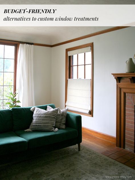 Budget-friendly alternatives to custom window shades / Create / Enjoy Blind Alternatives, Roman Shades Living Room, Curtain Alternatives, Cordless Roman Shades, Honeycomb Shades, Woven Wood Shades, Blinds Design, Custom Blinds, Custom Window Treatments