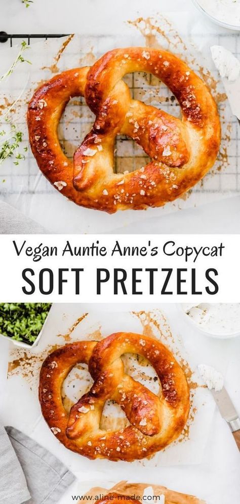 Have you ever wanted to make irresistibly delicious vegan soft pretzels yourself? Good news: it CAN be done! This is a simple vegan pretzel recipe with many step-by-step pictures. You’ll be baking in no time! #soft #pretzels #recipe #vegan #auntieannes Vegan Soft Pretzel Recipe, Vegan Pretzel Recipe, Vegan Soft Pretzels, How To Vegan, Soft Pretzels Recipe, Vegan Bread Recipes, Vegan Apps, Beginner Baker, Vegan Bread Recipe