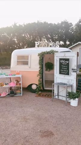 The Peachy Keen Photo Camper | Photo Booths - The Knot Photo Camper, Trailer Photo Booth, Portable Photo Booth, Boler Trailer, Vintage Photo Booths, How To Read People, Dripping Springs, Peachy Keen, Photo Booth Rental