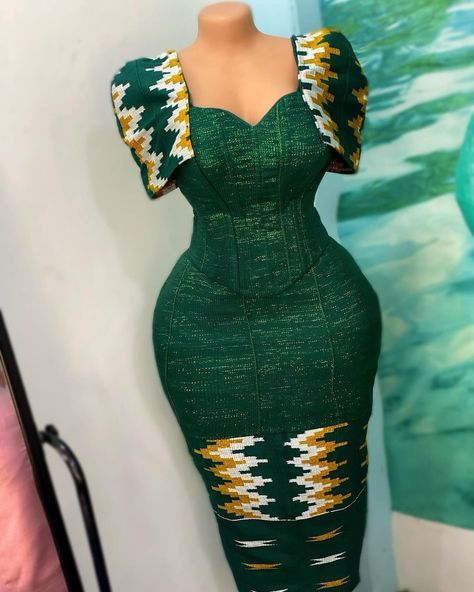 Kante Styles For Women, Plain Kente Dress Styles Classy, Kante Designs Latest, Simple Kente Dress Styles, Kente Dress Styles Classy, Corset Over Dress, Kente Fashion, Classy Short Dresses, Kente Dress