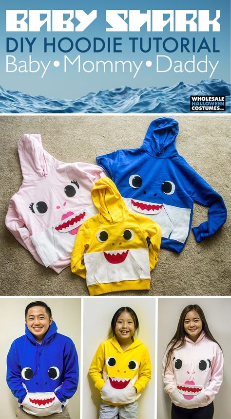 Baby Shark Family Costume, Baby Shark Costume Diy, Mommy Shark Costume, Baby Shark Costume, Newborn Activities, Shark Halloween, Shark Costume, Diy Haunted House Props, Fish Costume