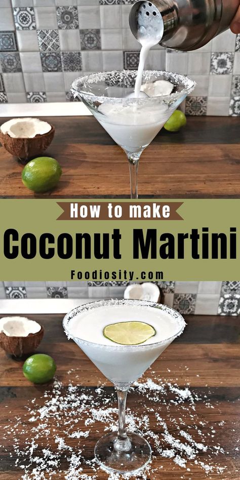 Coconut Vodka Drinks, Best Martini Recipes, Martini Recipes Easy, Coconut Martini, Martini Recipes Vodka, Coconut Vodka, Vodka Sour, Christmas Drinks Alcohol Recipes, Easy Alcoholic Drinks