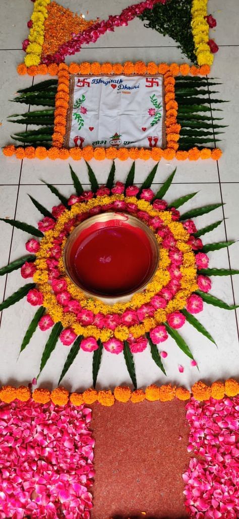 Decoration For Kankupagla, Grah Pravesh Decoration Home, Kum Kum Pagla Decoration, Kanku Pagla Decoration At Home Flowers, Kankupagla Rumal Design, Gruhpravesh Decoration, Kankupagla Decoration At Home, Welcome Baby Decoration Ideas At Home With Flowers, Kanku Pagla Rumal Design