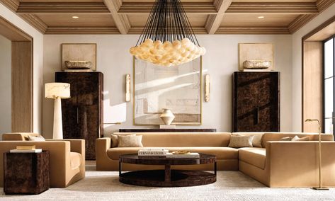 RH’s New Contemporary Line Is a Statement in Svelte Forms | Architectural Digest Rh Living Room Ideas, Rh Living Room, Restoration Hardware Living Room, Console Table Design, Chic Table, Upholstered Seating, Restoration Hardware, Upholstered Chairs, Large Furniture