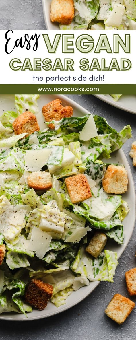 Vegan Cesar Salad, Vegan Ceasar Salad, Quick Vegan Dinner Recipes, Vegan Chicken Salad, Chicken Salad Dressing, Vegan Caesar Dressing, Vegan Caesar Salad, Vegan Caesar, Vegan Chicken