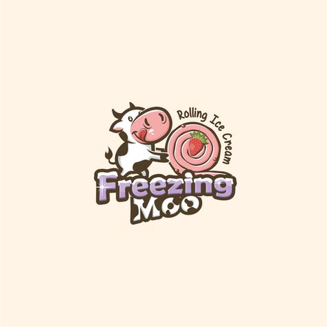 Cow rolling an ice cream logo. Ice Cream Logo, Logo Design Set, Simple Business Cards, Doodle Coloring, Free Business Cards, Mascot Design, What Is Your Favorite, Logo Food, Personal Business Cards