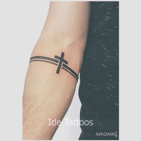 Cross Armband Tattoo, Christian Tattoos Men, Tattoo Christian, Band Tattoos For Men, Unique Tattoos For Men, Christian Tattoo, Forearm Band Tattoos, Cross Tattoo For Men, Armband Tattoo Design