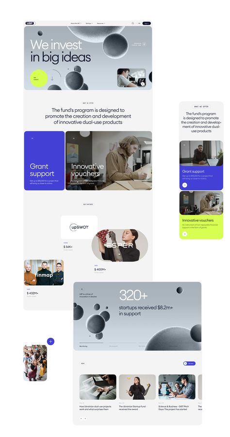 USF – Ukrainian Startup Fund UX UI & Animation :: Behance Startup Website, Startup Funding, Ui Animation, Ux Ui, Start Up