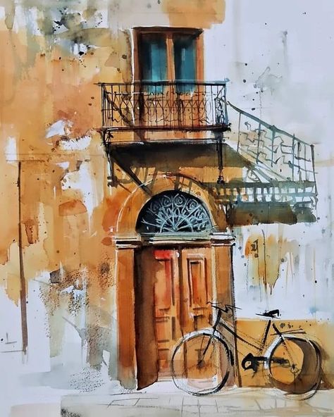 Facebook Milind Mulick Watercolors, Milind Mulick, Watercolor Scenery, Watercolor Architecture, Cute Tumblr Wallpaper, Watercolor Landscape Paintings, Color Tones, Tumblr Wallpaper, Urban Sketching